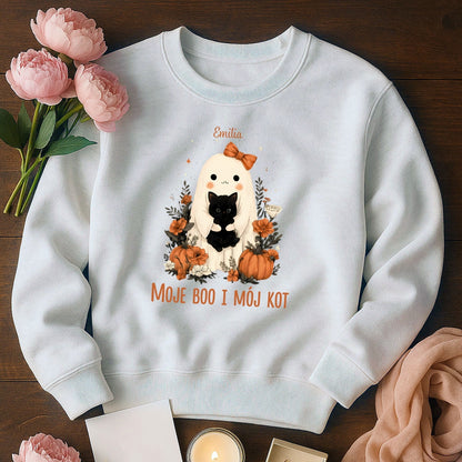 Bluza Unisex z kapturem „Moje boo i mój kot” – Halloween Edition