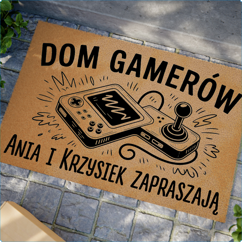 Wycieraczka Personalizowana – Dom Gamerów z Twoim Nazwiskiem