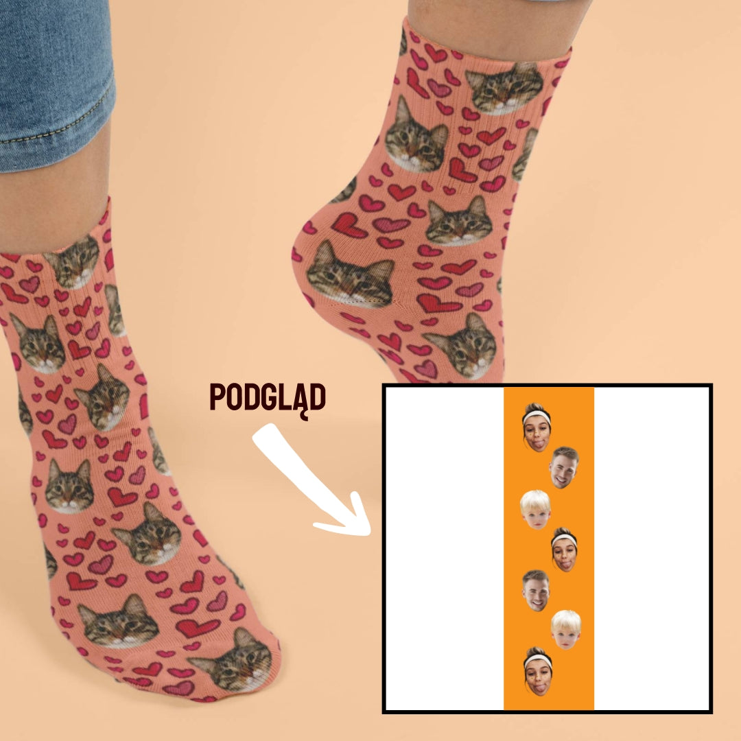 Skarpetki Personalizowane z Twoim Portretem – Pomarańczowy Styl