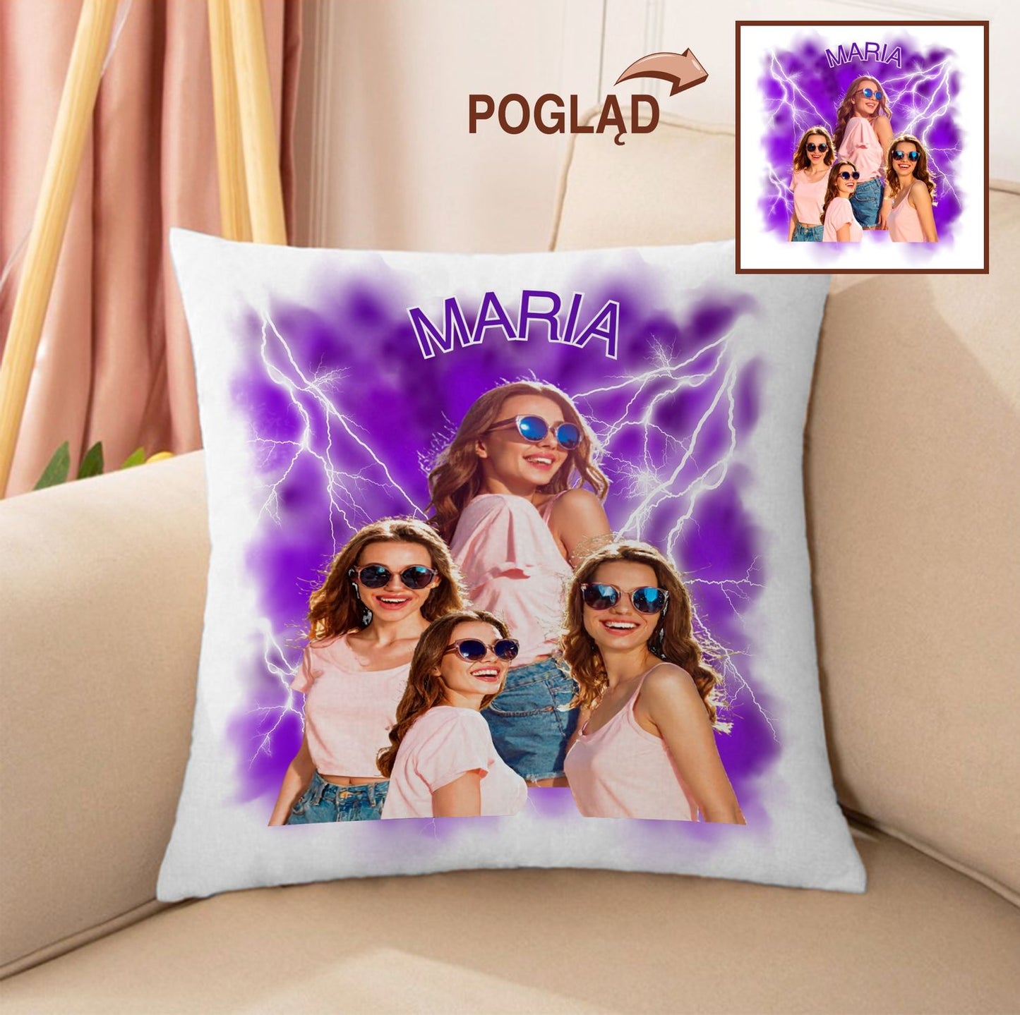 Poduszka Z Imieniem – Personalizowany Prezent z Efektem Piorunów ⚡