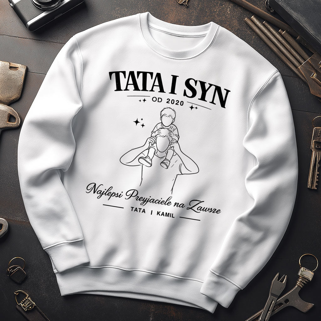 Koszulka Tata i Syn z imieniem – Najlepsi Przyjaciele na Zawsze, prezent na Dzień Ojca