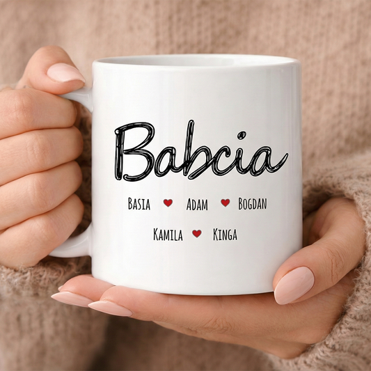 Personalizowany prezent od wnuków dla Babci - kubek z imionami