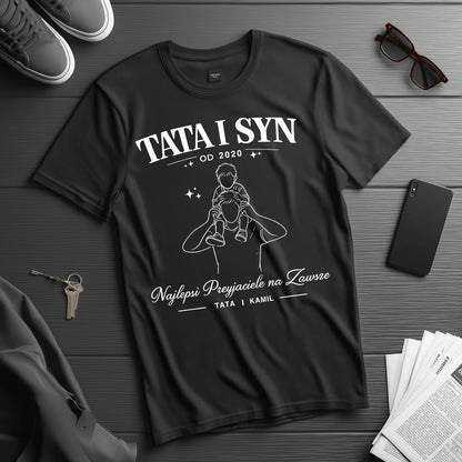 Personalizowana koszulka Tata i Syn z imieniem i rokiem – Najlepsi Przyjaciele na Zawsze, prezent na Dzień Ojca