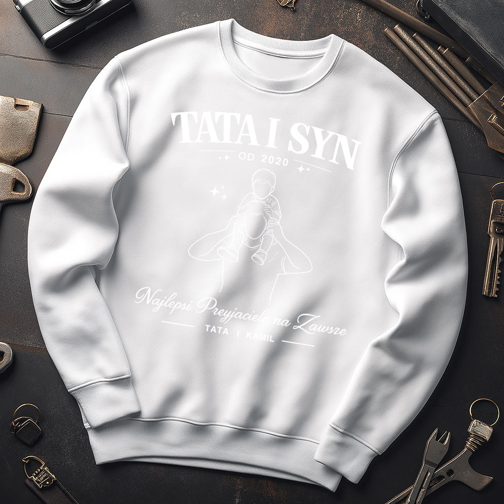 Personalizowana koszulka Tata i Syn z imieniem i rokiem – Najlepsi Przyjaciele na Zawsze, prezent na Dzień Ojca