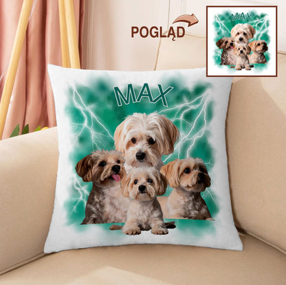Personalizowana Poduszka z Psem – „Łapy Pełne Miłości” ⚡ Twój Pupil na Poduszce