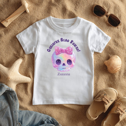 Koszulka Dziecięca na Halloween z Czaszką i Personalizacją – Cukierek Albo Psikus!