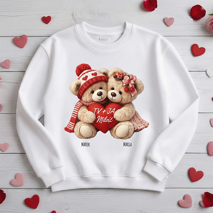 Personalizowana Bluza „Zakochane Misie” z Imionami – Słodki Prezent na Walentynki