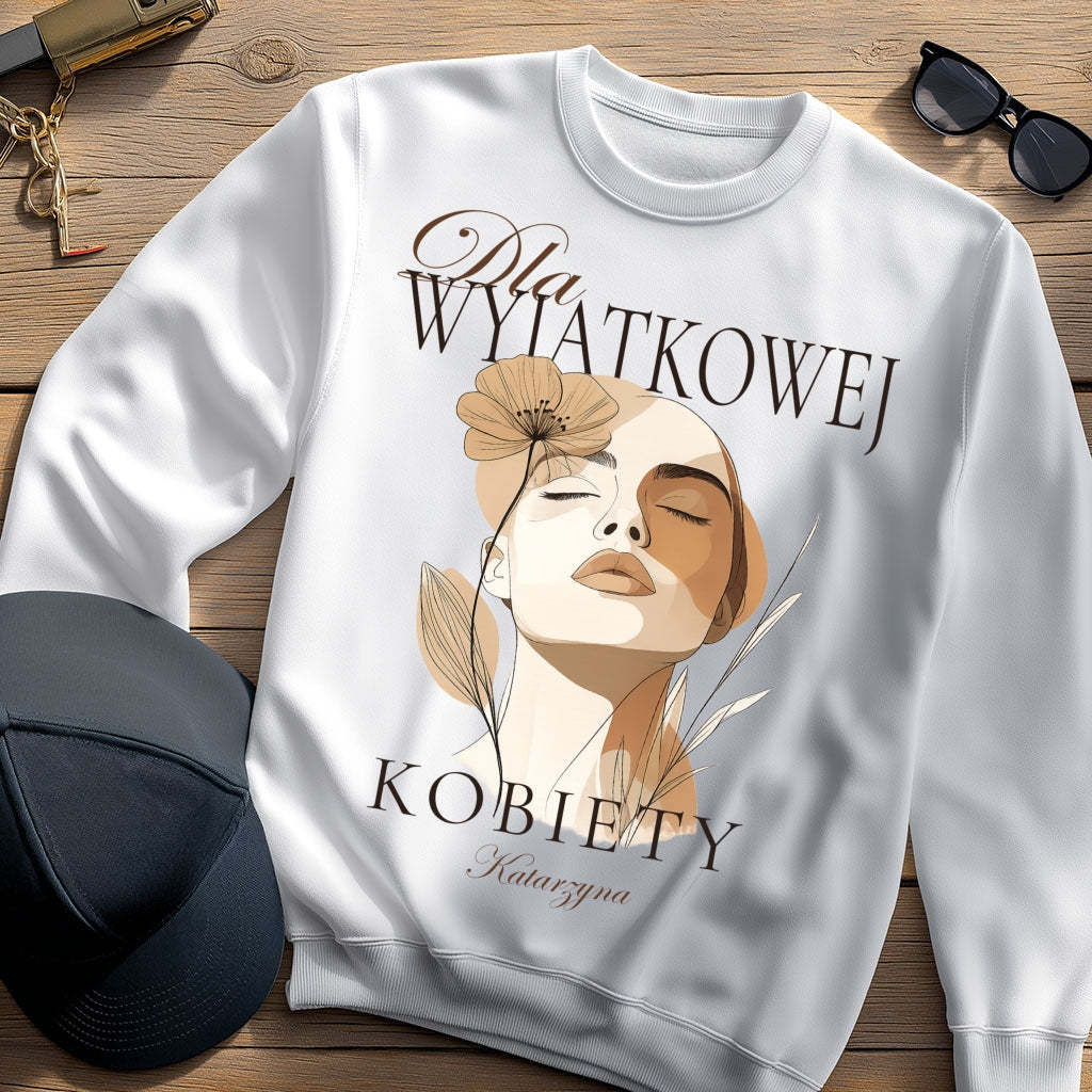 Bluza „Dla Wyjątkowej Kobiety” z imieniem – elegancka personalizowana odzież damska – prezent dla niej