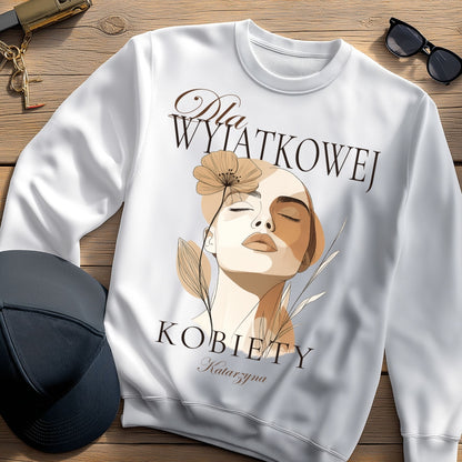 Bluza „Dla Wyjątkowej Kobiety” z imieniem – elegancka personalizowana odzież damska – prezent dla niej