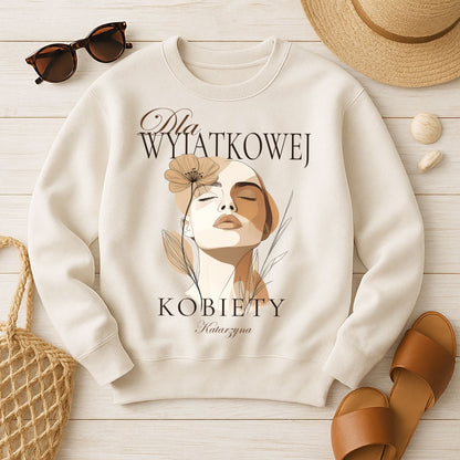 Bluza „Dla Wyjątkowej Kobiety” z imieniem – elegancka personalizowana odzież damska – prezent dla niej