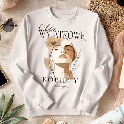 Bluza „Dla Wyjątkowej Kobiety” z imieniem – elegancka personalizowana odzież damska – prezent dla niej