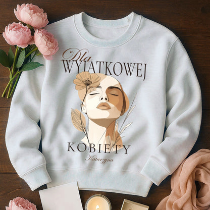 Bluza „Dla Wyjątkowej Kobiety” z imieniem – elegancka personalizowana odzież damska – prezent dla niej
