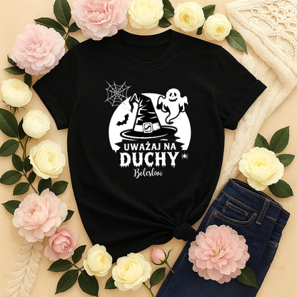 Koszulka spersonalizowana „Uważaj na Duchy” – Halloween tshirt z imieniem