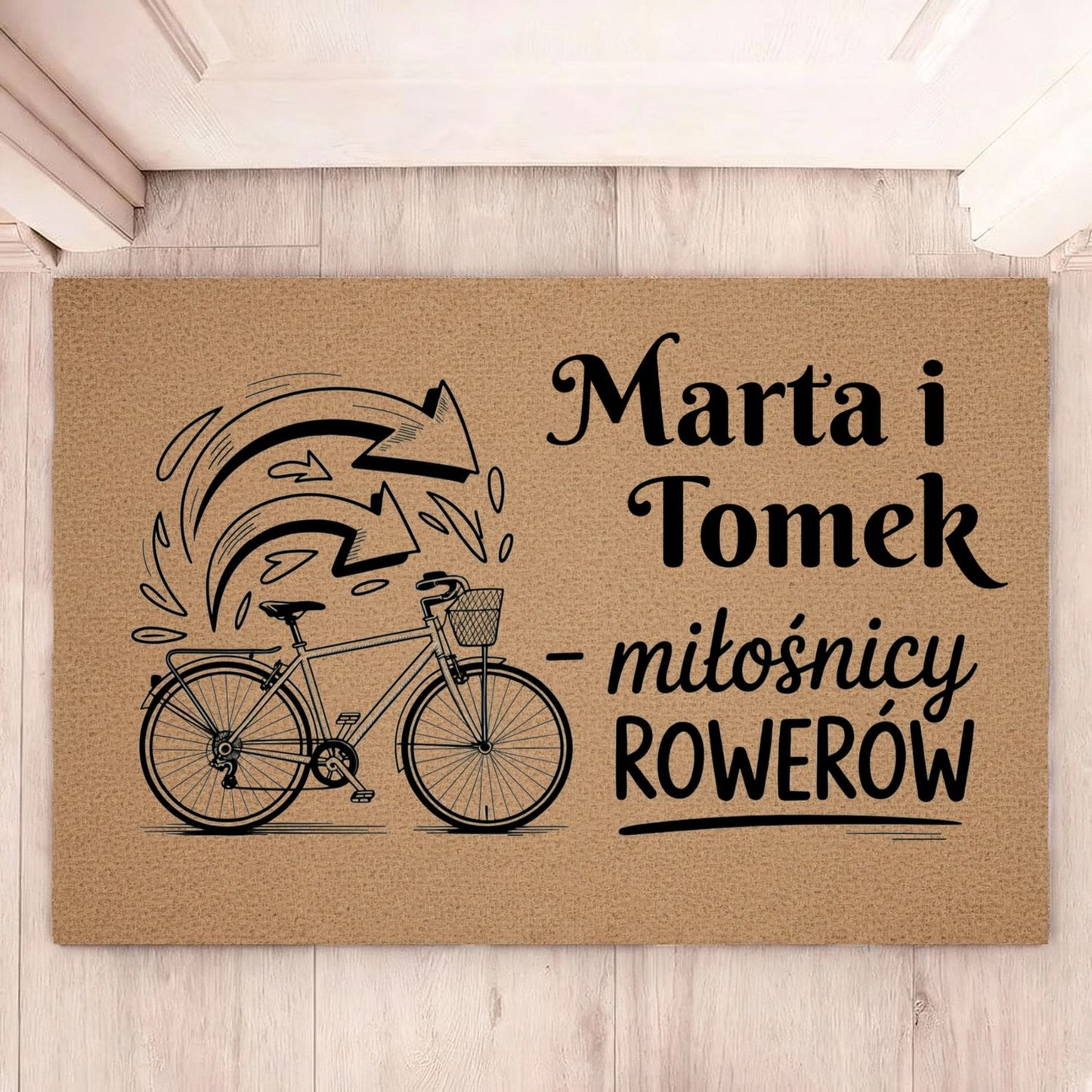 Wyjątkowa Wycieraczka Personalizowana – Miłośnicy Rowerów z Imionami