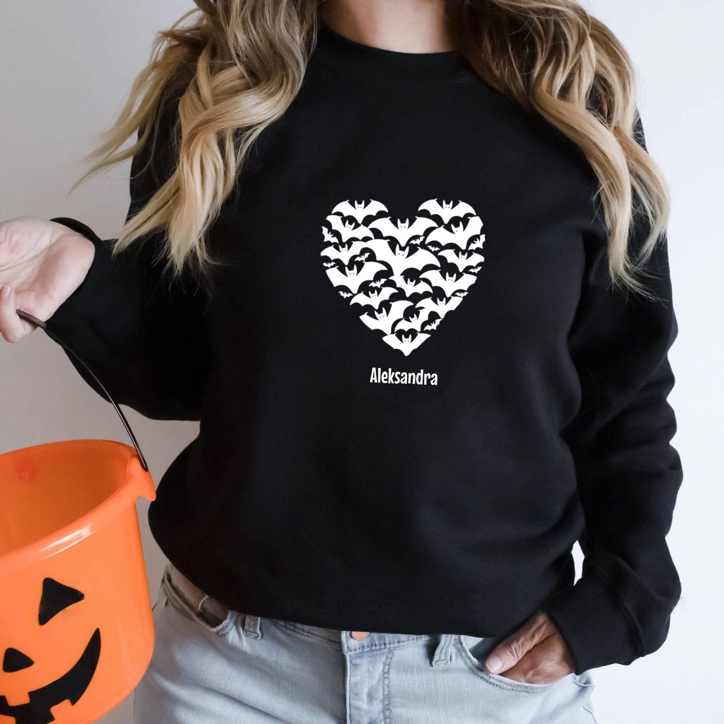 Bluza Halloween „Serce z Nietoperzy” – personalizowana bluza Unisex