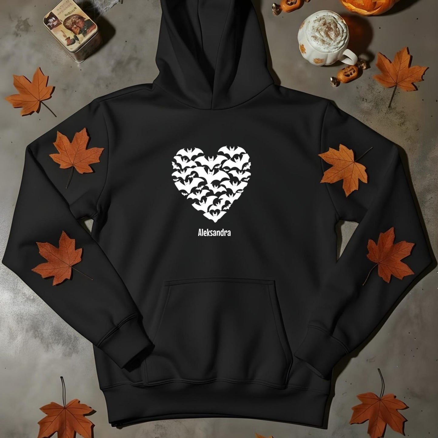 Bluza Halloween „Serce z Nietoperzy” – personalizowana bluza Unisex
