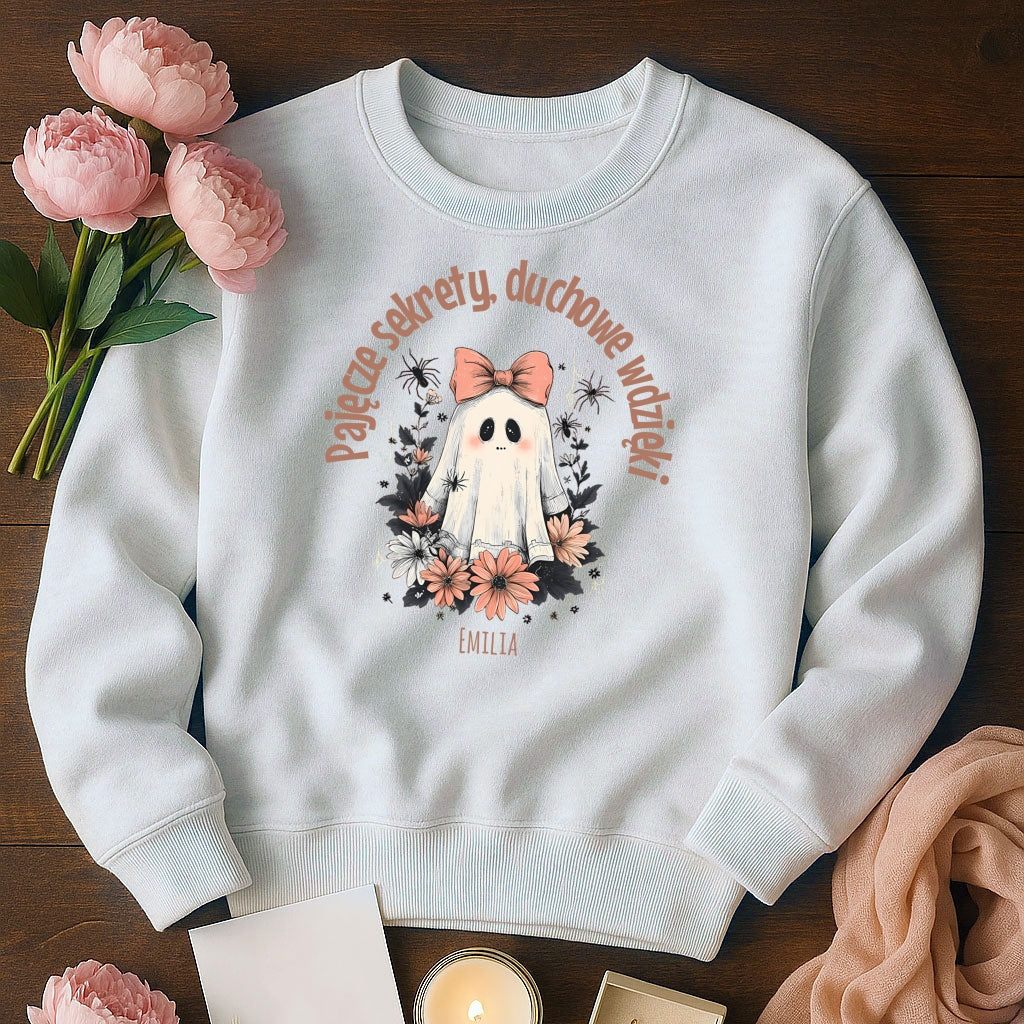 Bluza Unisex „Pajęcze sekrety, duchowe wdzięki” – Personalizowana Bluza na Halloween