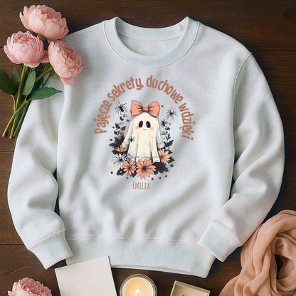 Bluza Unisex „Pajęcze sekrety, duchowe wdzięki” – Personalizowana Bluza na Halloween
