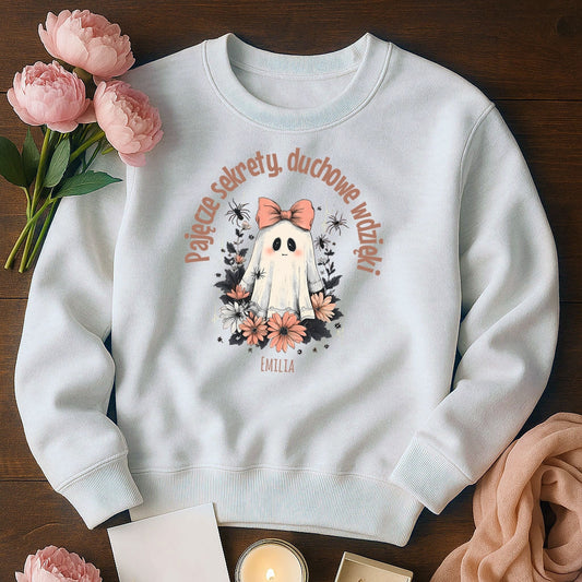 Bluza Unisex „Pajęcze sekrety, duchowe wdzięki” – Personalizowana Bluza na Halloween
