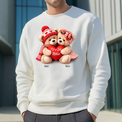 Personalizowana Bluza „Zakochane Misie” z Imionami – Słodki Prezent na Walentynki