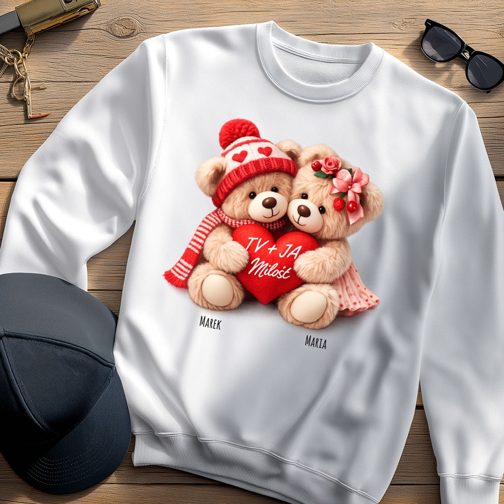 Personalizowana Bluza „Zakochane Misie” z Imionami – Słodki Prezent na Walentynki