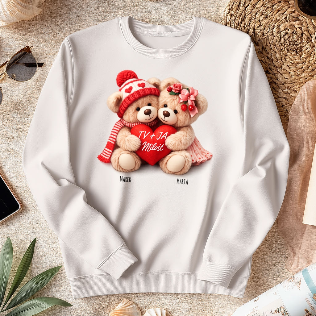 Personalizowana Bluza „Zakochane Misie” z Imionami – Słodki Prezent na Walentynki