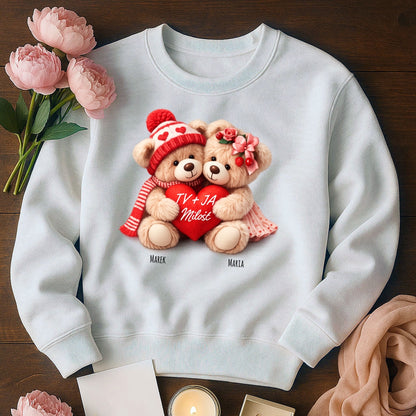 Personalizowana Bluza „Zakochane Misie” z Imionami – Słodki Prezent na Walentynki