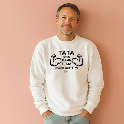 Koszulka Tata z imieniem – „Tata to nie mama, z tatą można wszystko” – prezent dla taty