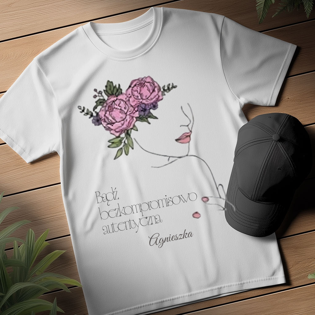 Personalizowana Bluza "Bezkompromisowo Autentyczna" – Twoje Imię, Minimalistyczny Design Line Art, Wyjątkowy Prezent dla Niej