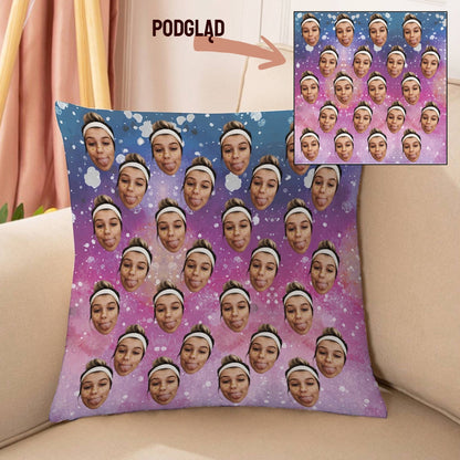 Personalizowana Poduszka z Twoją Twarzą – Artystyczny Styl Galaxy