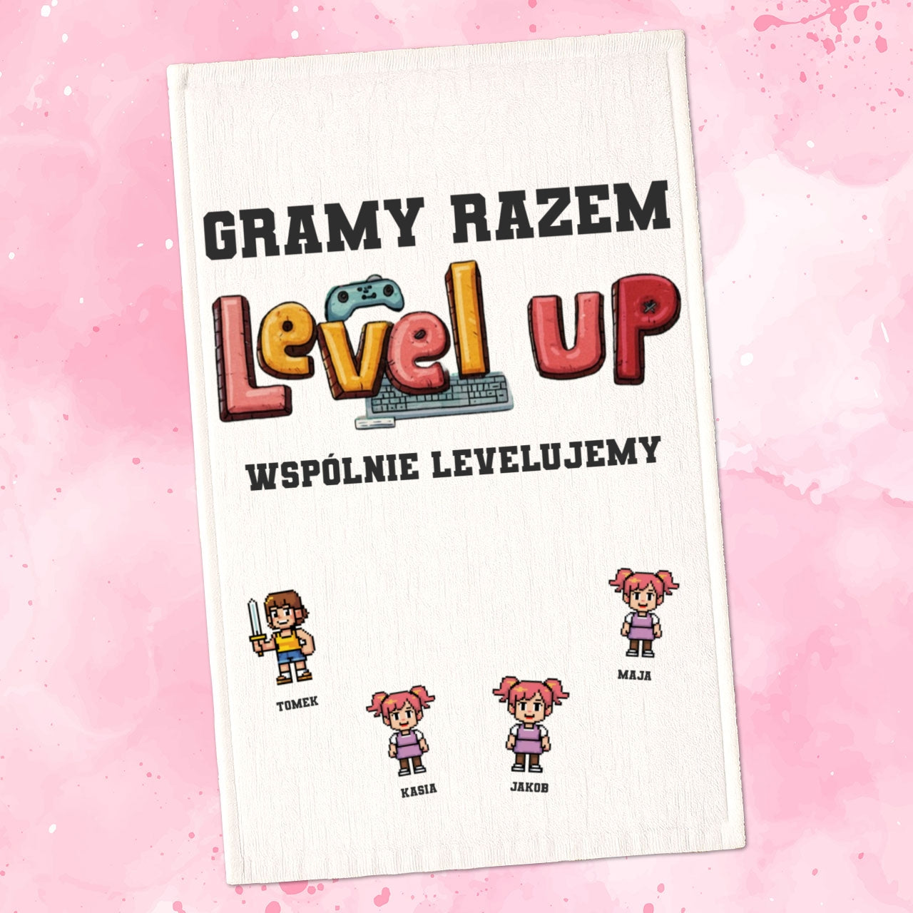 Ręcznik Level Up – Personalizowany dla Graczy z Imionami