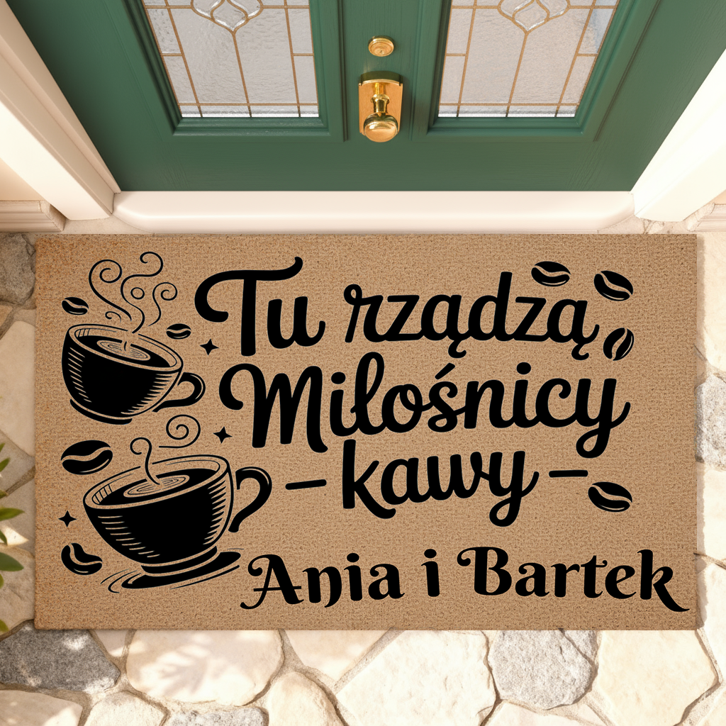 Wycieraczka Personalizowana – Tu Rządzą Miłośnicy Kawy z Imionami