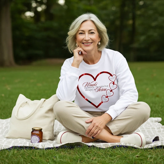 Personalizowany Świąteczny Swetshirt „Wnuki Zajmują Specjalne Miejsce w Sercu” – Prezent Rodzinny z Imionami Wnuków