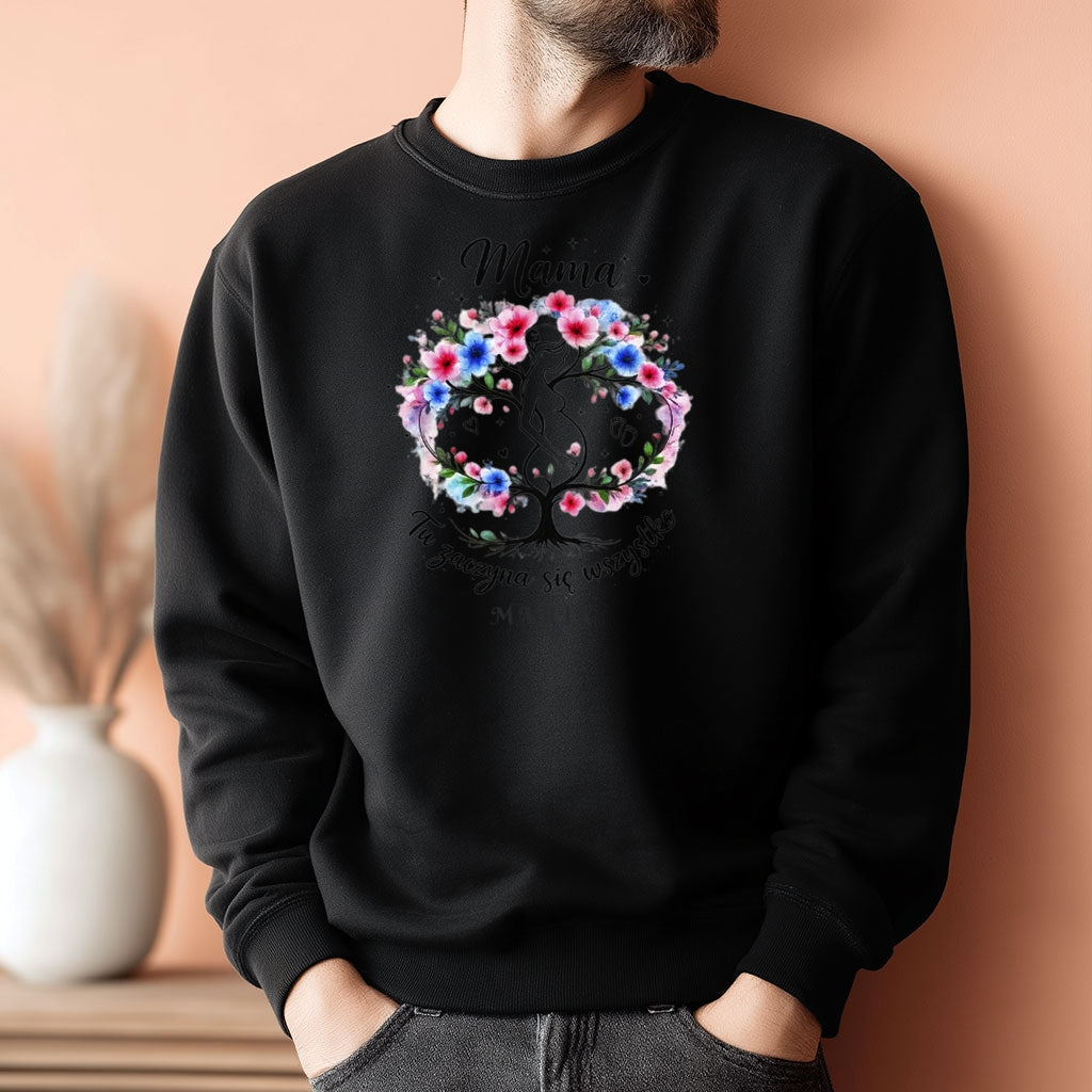 Personalizowana koszulka dla przyszłej Mamy „Mama – Tu zaczyna się wszystko” z imieniem – prezent dla kobiety w ciąży