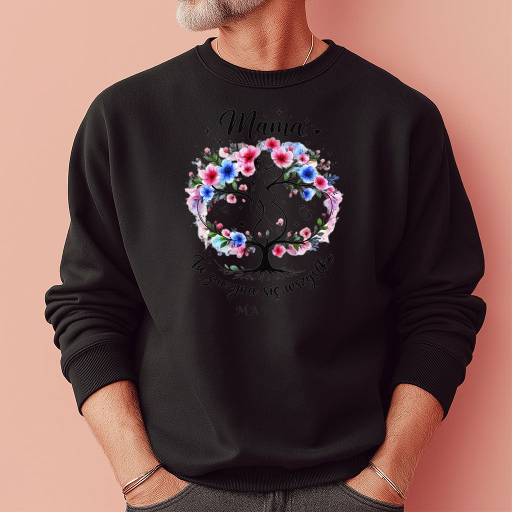 Personalizowana koszulka dla przyszłej Mamy „Mama – Tu zaczyna się wszystko” z imieniem – prezent dla kobiety w ciąży