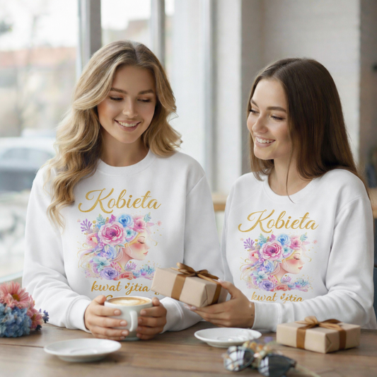 Personalizowana bluza „Kobieta – Kwiat Życia” z imieniem – koszulka damska – elegancki prezent dla kobiety