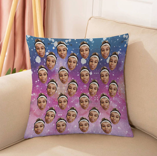Personalizowana Poduszka z Twoją Twarzą – Artystyczny Styl Galaxy
