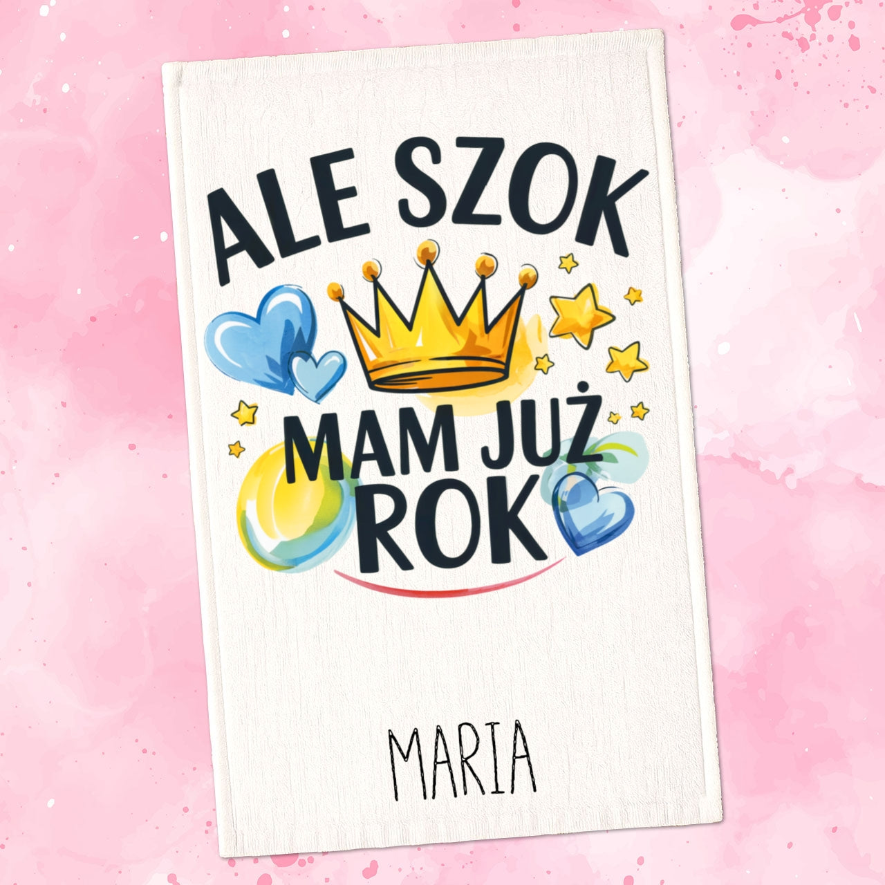 Ręcznik Dziecięcy „Co Za Szok, Mam Już Rok” – z Imieniem Twojego Dziecka