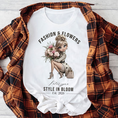 Personalizowana Bluza "Style in Bloom" – Twoje Imię i Rok, Fashion & Flowers Retro Design, Wyjątkowy Prezent dla Niej
