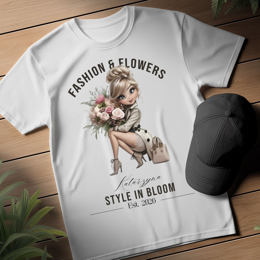 Personalizowana Bluza "Style in Bloom" – Twoje Imię i Rok, Fashion & Flowers Retro Design, Wyjątkowy Prezent dla Niej