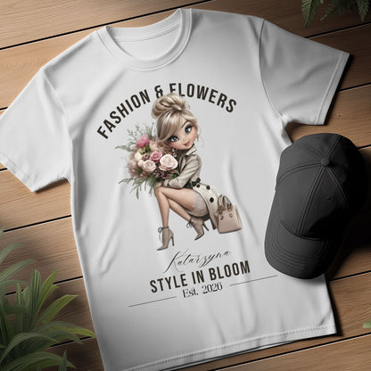 Personalizowana Bluza "Style in Bloom" – Twoje Imię i Rok, Fashion & Flowers Retro Design, Wyjątkowy Prezent dla Niej