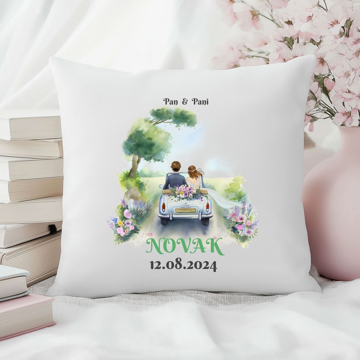Poduszka Ślubna z Imionami i Datą – Personalizowany Prezent Dla Nowożeńców