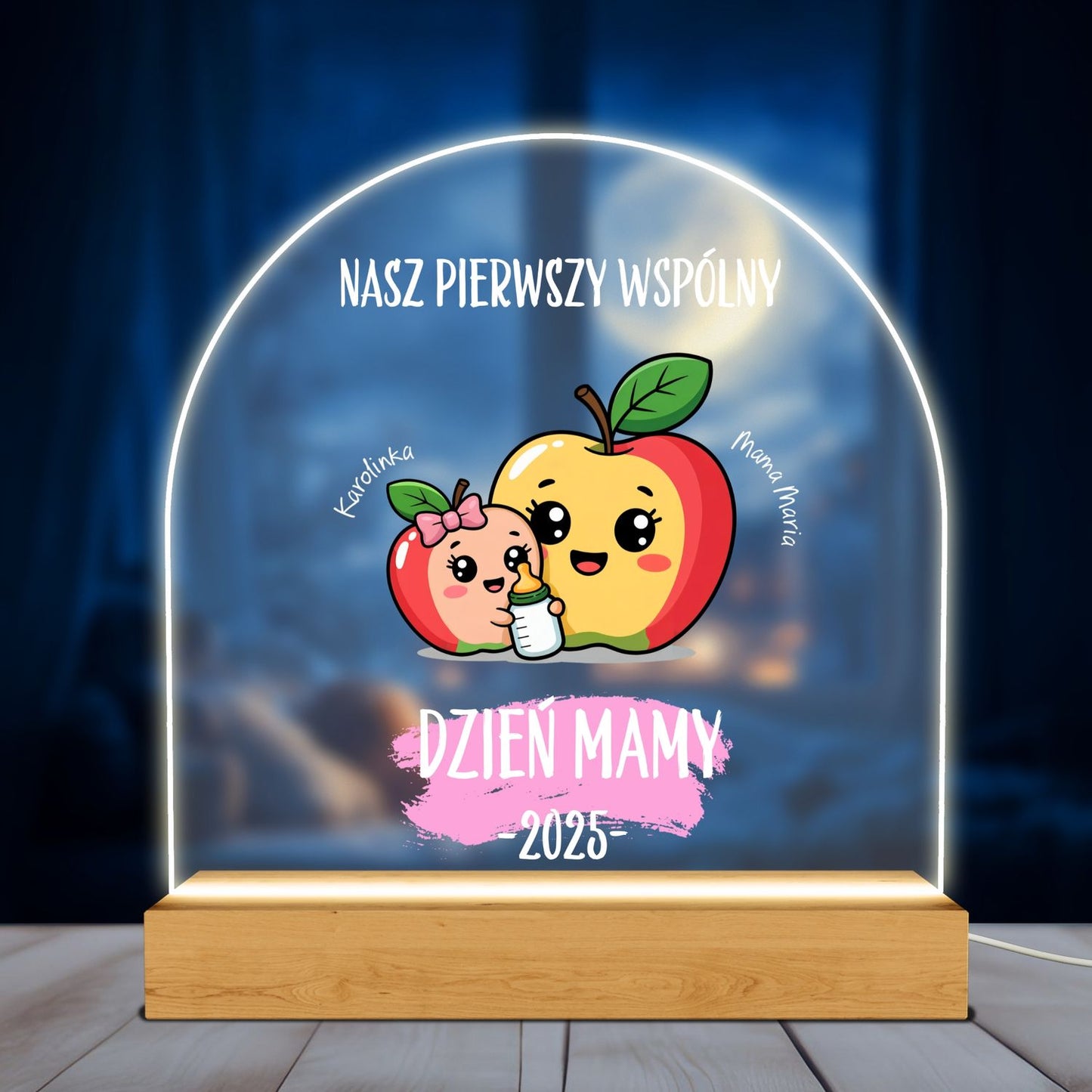 Personalizowana Lampka LED Nasz Pierwszy Dzień Mamy – Prezent 2025