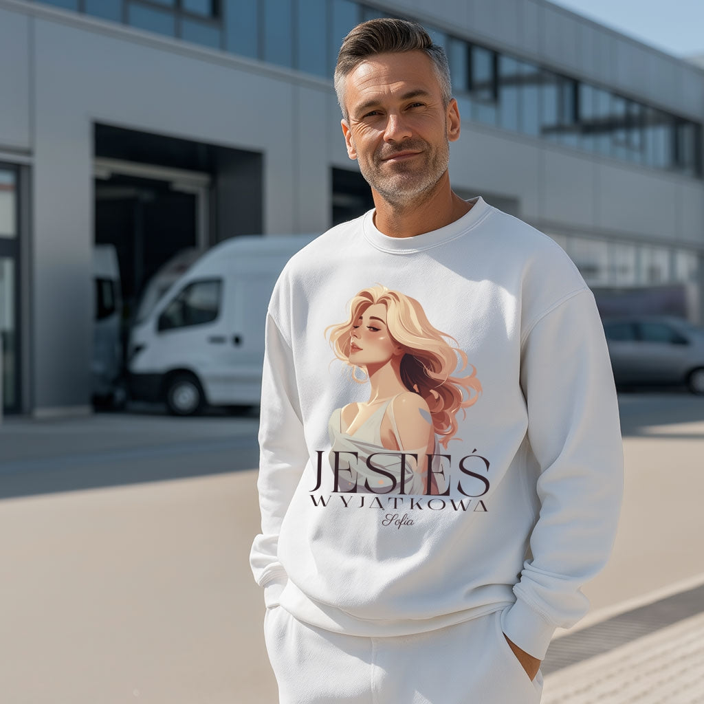 Bluza „Jesteś Wyjątkowa” z imieniem – personalizowana damska koszulka  – prezent dla kobiety