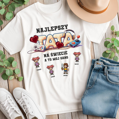 Koszulka: Najlepszy Tata Na Świecie – A To Mój Gang – Personalizowana z Imionami